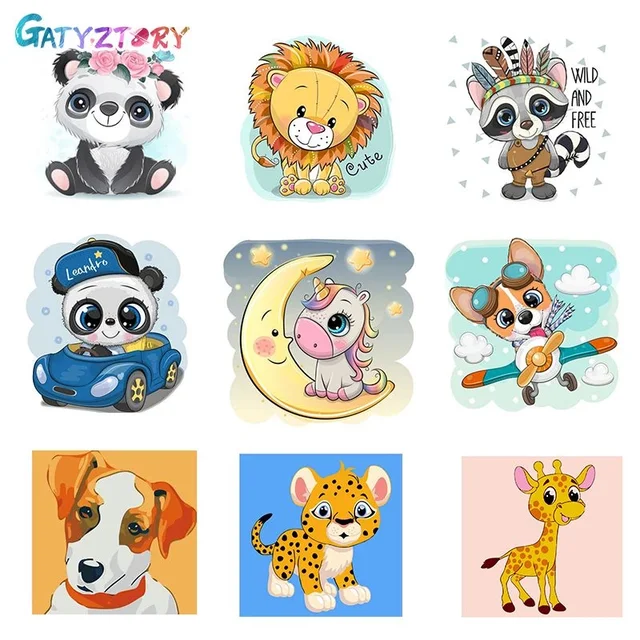 CHENISTORY Acrylic Painting By Numbers Paint Kit Cartoon Animal Pictures  Coloring Home Decors For Adults Kids Paint Kit - AliExpress