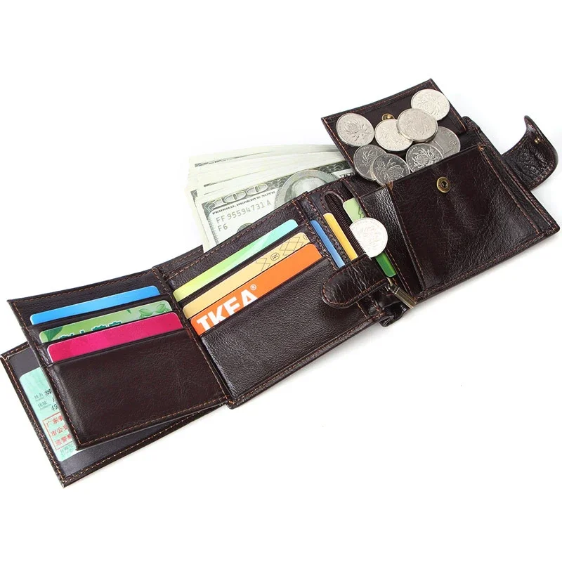 2024 New Vintage Business Men's Wallets Cow Genuine Leather Short Wallet Men Quality Male Cash Purses Clutch Boy Casual Wallets 3