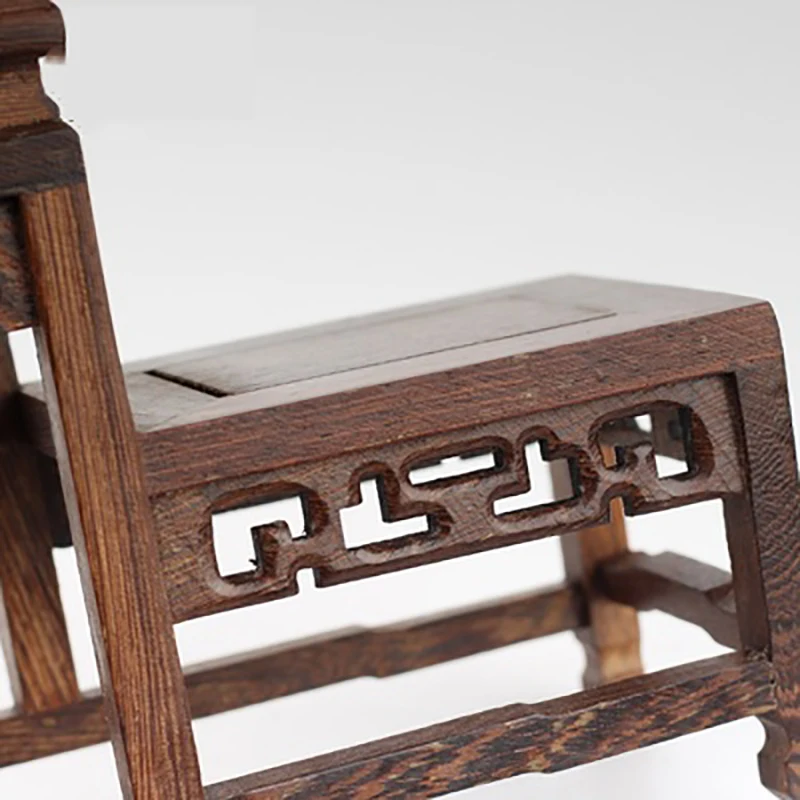 Rosewood High and Low Shelf Teapot Vase, Antique Small Ornament Base, Mahogany Carving, Ancient Shelf