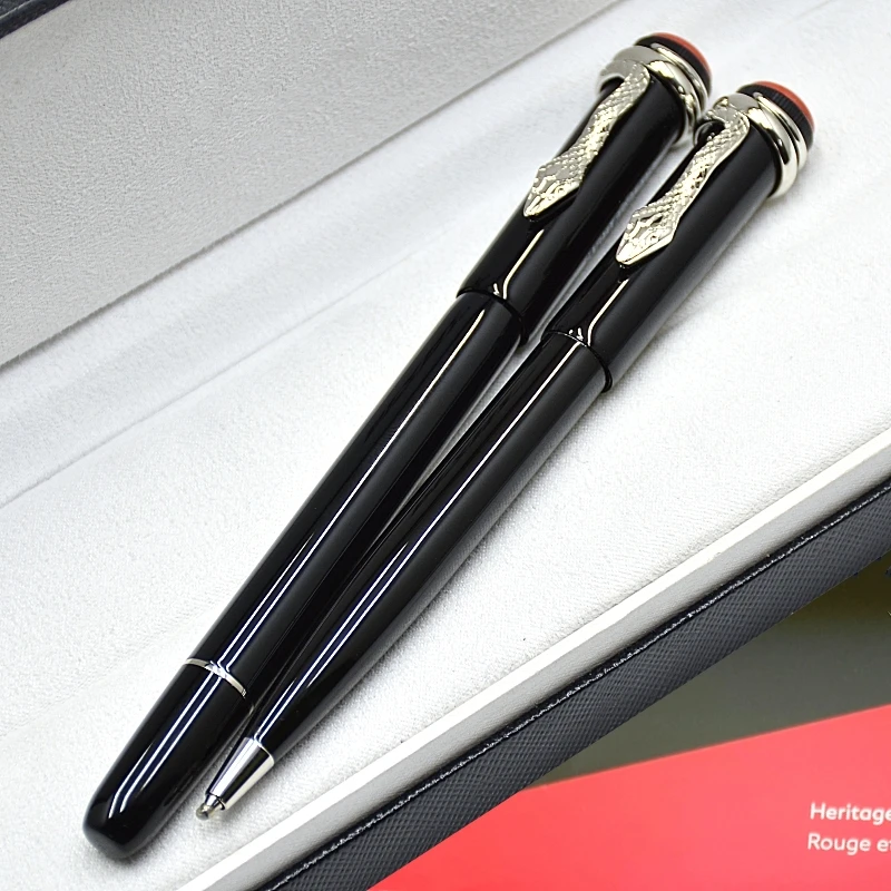 

High Quality Heritage Series 1912 Black Metal Ballpoint Pen MB Office School Writing Rollerball Pens With Unique Snake Clip