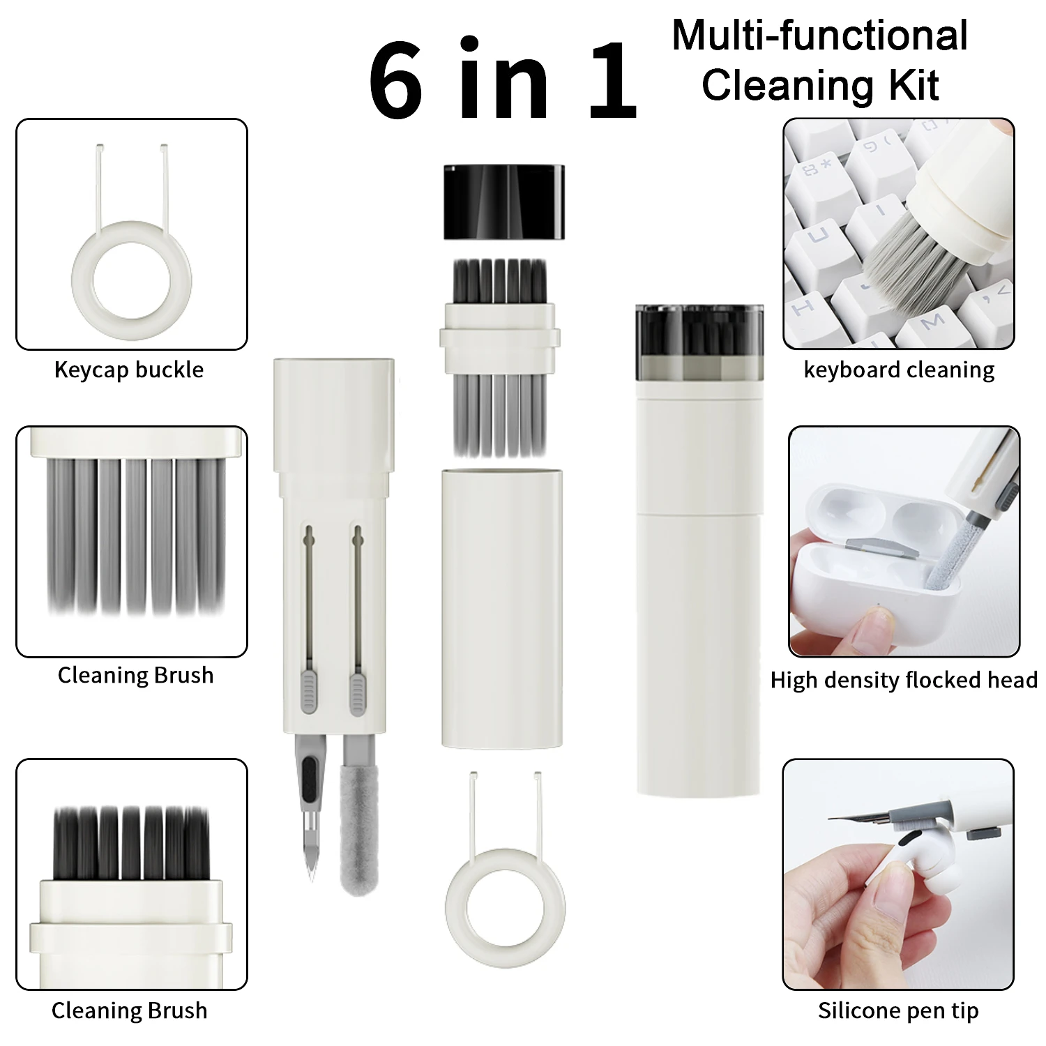 5-In-1 Multifunctional Cleaning Brush With Keycap Puller Airpods Clean Pen  Gap Hard-Bristled Crevice Clean For Keyboard Earphone - AliExpress