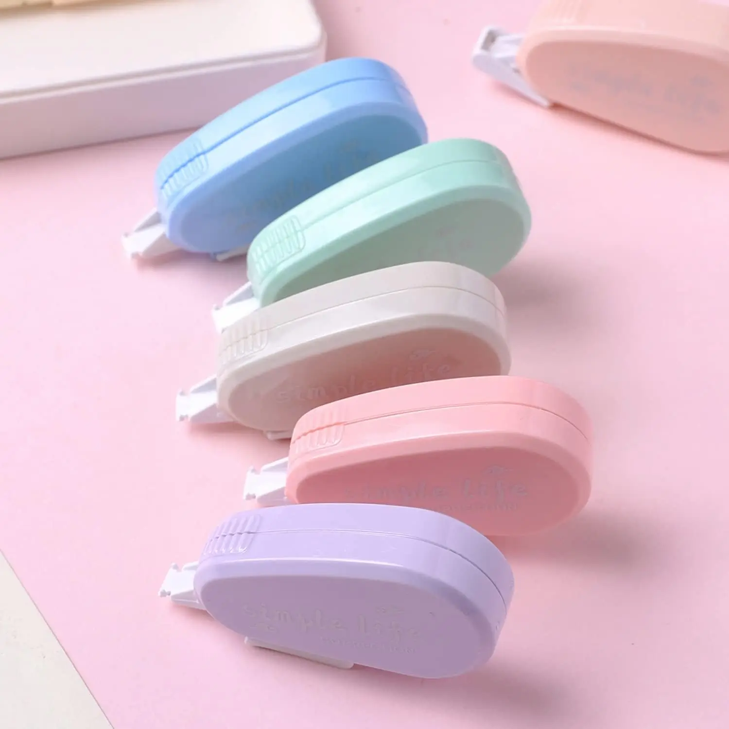 6pcs Macaron Color Correction Tape Instant Corrections Easy to Use Applicator White Out for School Office