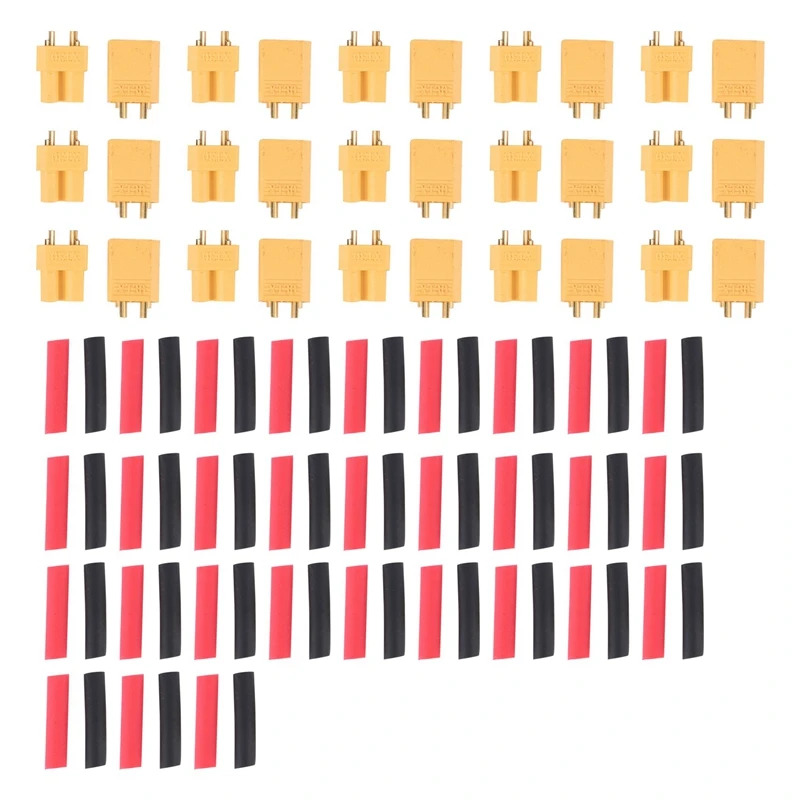Xt30 15 Paia Connettori Batteria Maschio Femmina Xt30U Connettori Maschio Femmina Spina Rotonda Femmina Con Tubo Termoretraibile