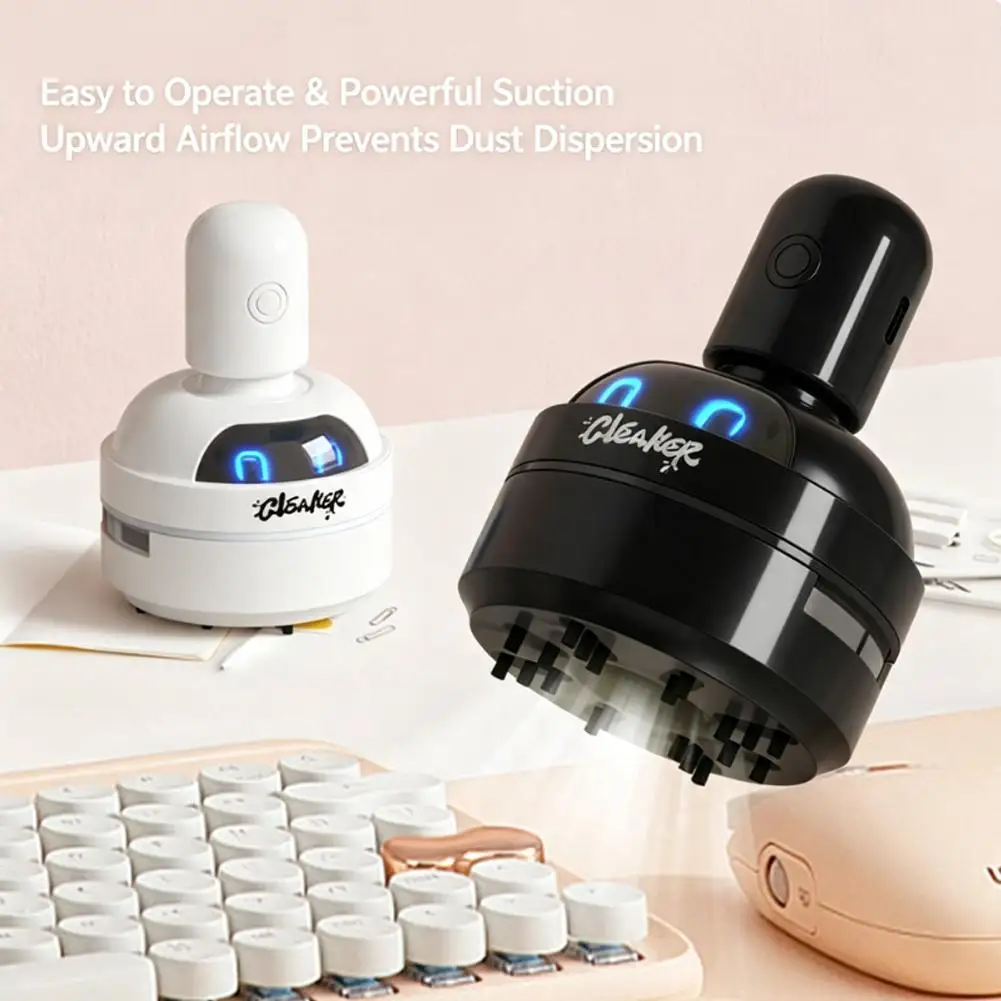 Compact USB Rechargeable Desktop Vacuum Cleaner with Adjustable Suction Levels - Portable and Quiet Dust Sweeper for Home, Office, and School Use