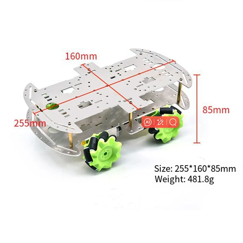 DIY 4WD 알루미늄 메카넘 로봇 자동차용 2층 바닥 보드 로봇 더블 섀시 부품-A25R