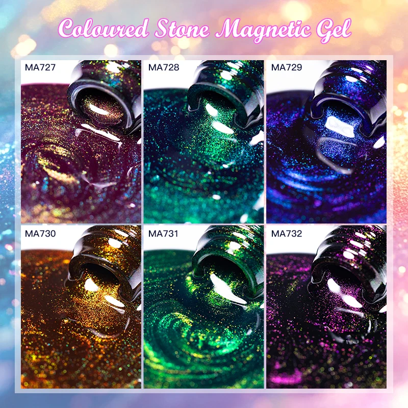 Blauer Stein-Effekt Magnetischer Gel-Nagellack mit Glasperlen-Effekt, Semi-Permanent UV-Gel-Lack zum Einweichen, Nagelzubehör – Detail 4