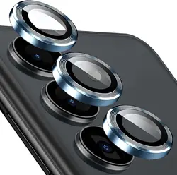 Premium Tempered Glass Camera Lens Protector with Metal Cover - Galaxy S25 (Blue)