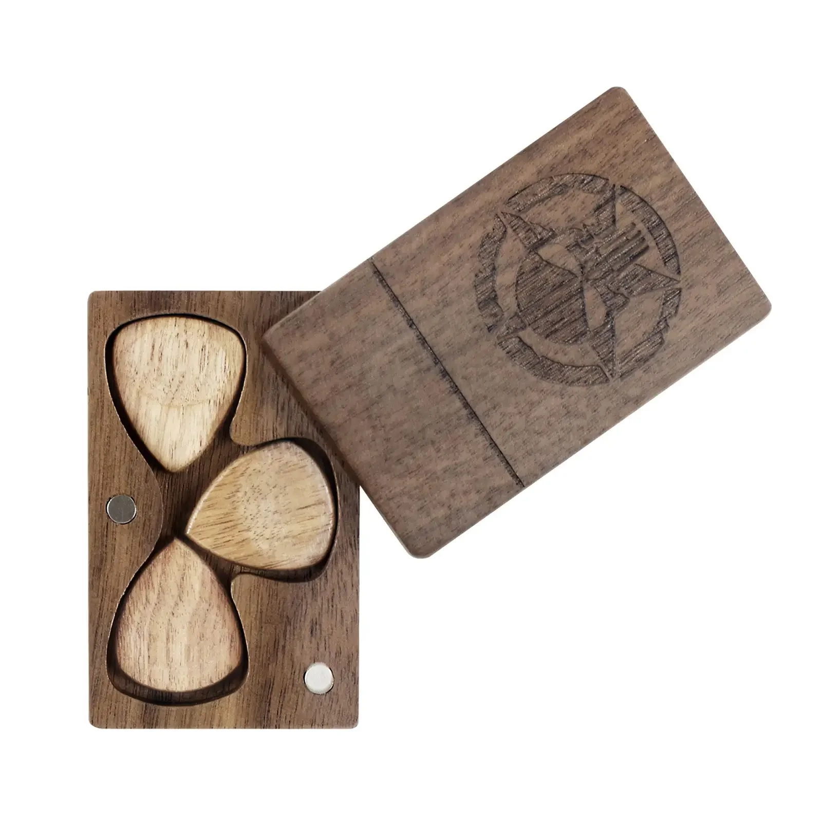 Guitar Pick Box Classical Guitar Picks for Present Bass Wooden Acoustic Pick Bass Plectrum Wood Box