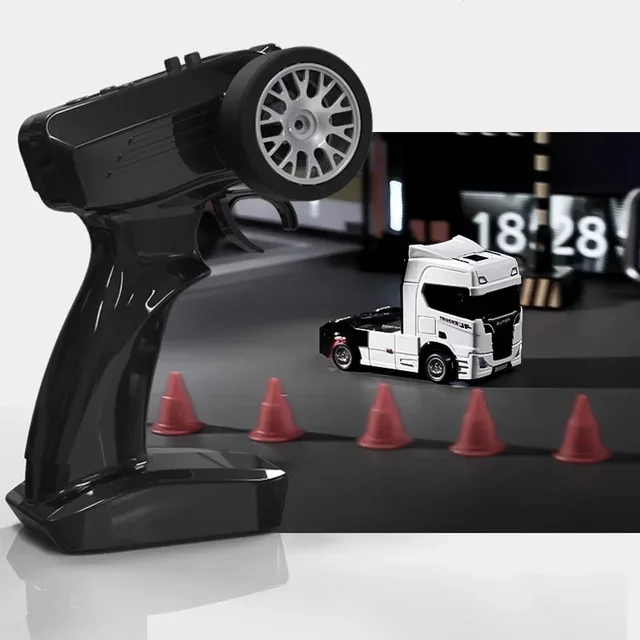 Remote Control Drifting Car Tabletop Toy Alloy Tractor Rc Truck 1/43 2.4g Rc Engineering Trailer Truck With Light And Sound Toys 2