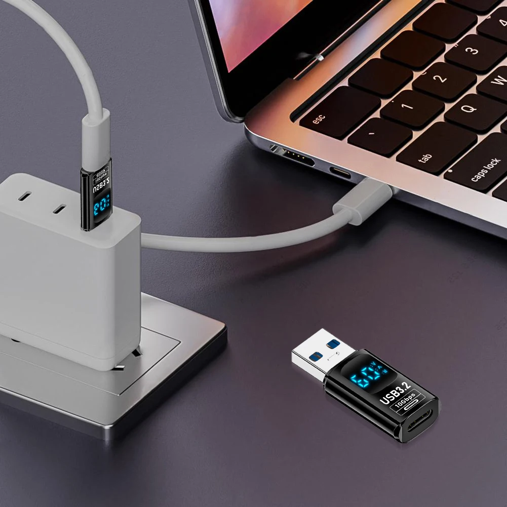 디지털 LED 디스플레이 USB-C 연장기 10Gbps USB 타입 C 충전기 컨버터 휴대폰 노트북 태블릿용 범용
