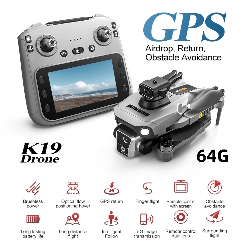 K19 Max. 360 ° ° Laser OAS Drone professionale Fotografia aerea a 3 assi Immagine ad alta definizione con GPS Mavic Mini - immagine 4