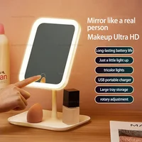 Luminous LED intelligent makeup mirror, suitable for women's bedroom dressing table, dressing table, portable makeup mirror