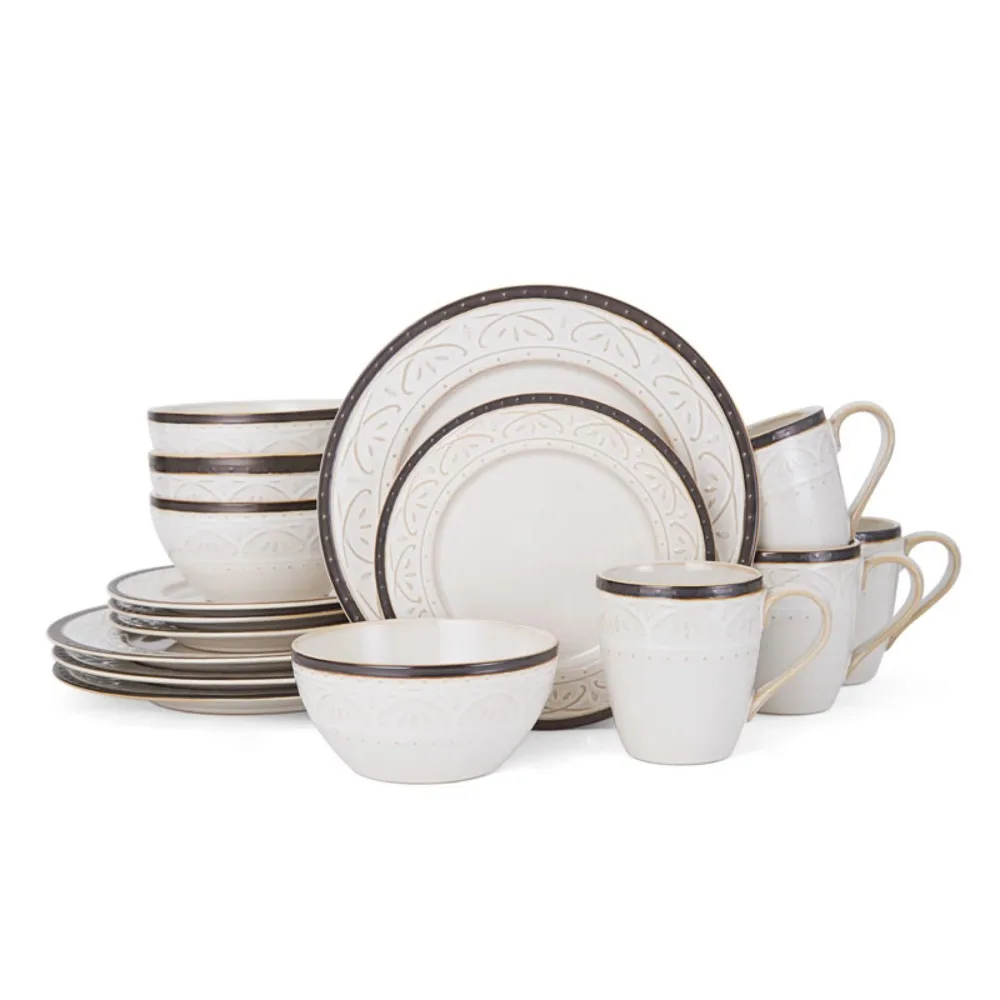 

16 Piece Stoneware Set Dinnerware Set High Quality Stoneware Set Dishwasher and Microwave Safe Perfect for Everyday Use