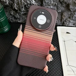 Luxury Carbon Fiber Kevlar Magnetic Phone Case with Wireless Charging Capability for Huawei Mate 80 Pro Max (Orange)