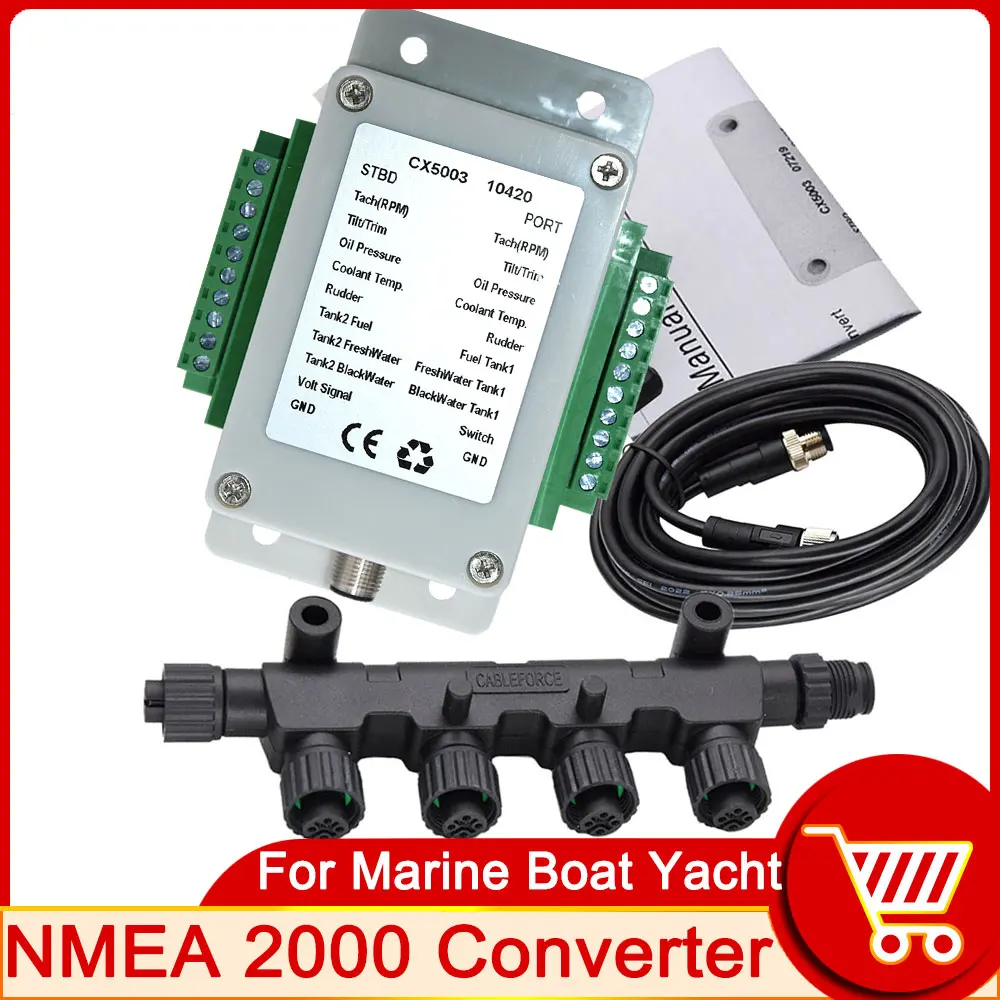 HD 9-32V DC NMEA 2000 Converter Connect Up to 18 Sensors 0-190 ohm NMEA2000 Converter For Boat Yacht Sensor Car Socket Adapter