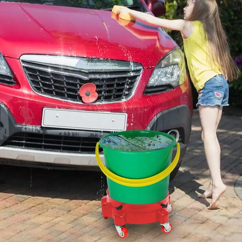 Bucket Dolly With Wheels Bucket Cart Accessories Car Wash With Wheels Multifunctional Holder Car Wash