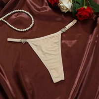 Culotte string sexy unie pour femme, extensible et confortable, taille basse, avec strass en forme de cœur, lingerie sexy pour femme 4