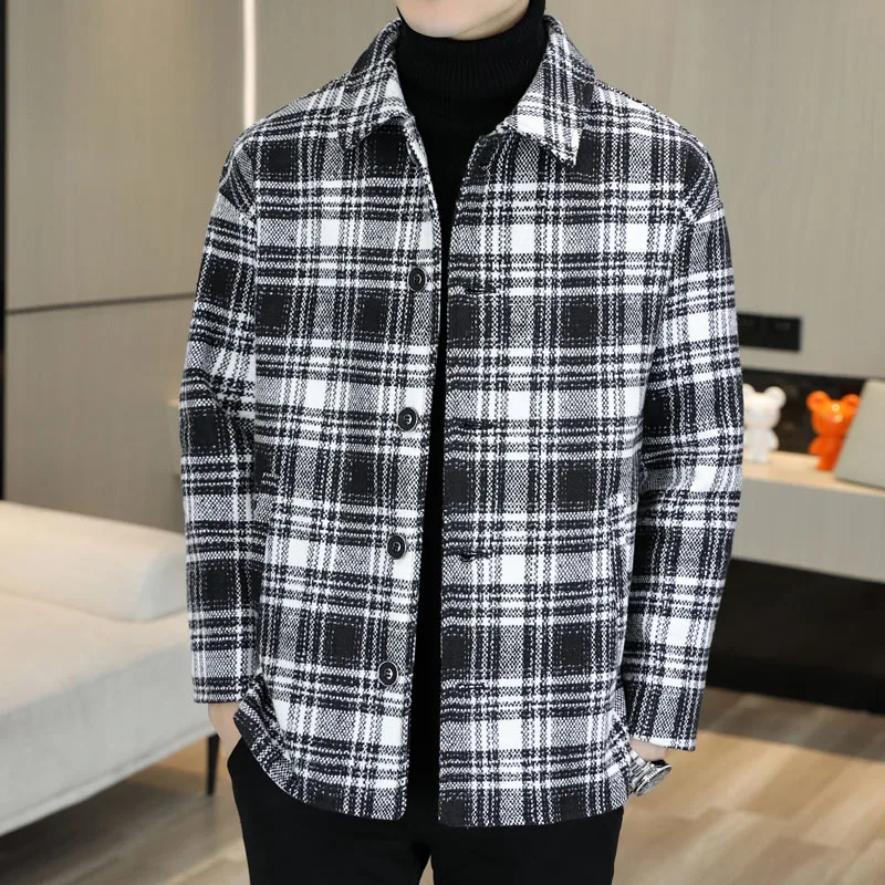 

Fashion 2023 Spring Autumn Casual Plaid Jacket For Men's Hip Hop Streetwear Single Breasted Tops Checker Coats Outwear Clothing