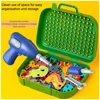 WizKidz Electric DIY Drill STEM Puzzle Toy Set Creative Drill Kit 2D/3D Educational Building Tool Kit for Boy&girl Pretend Play 5