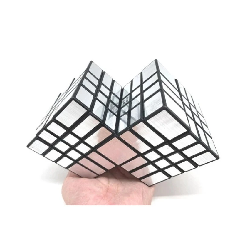 

Calvin's Puzzle 4x4 Cube Mirror 4x4x4 Double Cube Black Body with Silver Label (Lee Mod) Cast Coated Magic Cube Toys for Kids