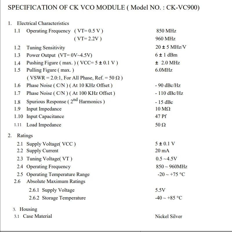 VC900 850-960MHZ VCO GSM Voltage Controlled Oscillator Signal Blocker