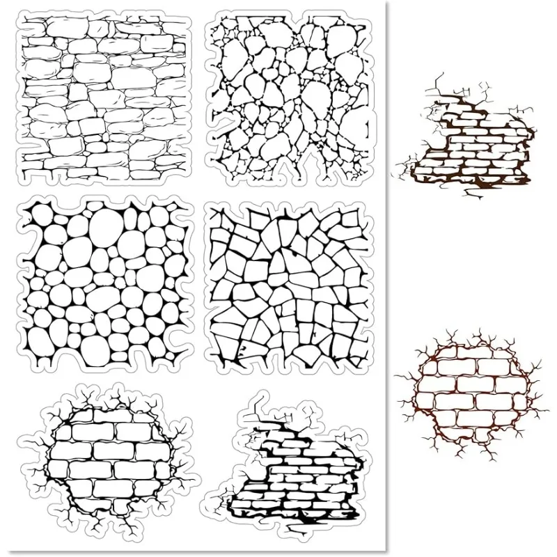 1pc Brick Wall Background Clear Rubber Stamps Reusable Vintage Retro Silicone Transparent Seals Stamp for Journaling Card clear stamps clear rubber stamps