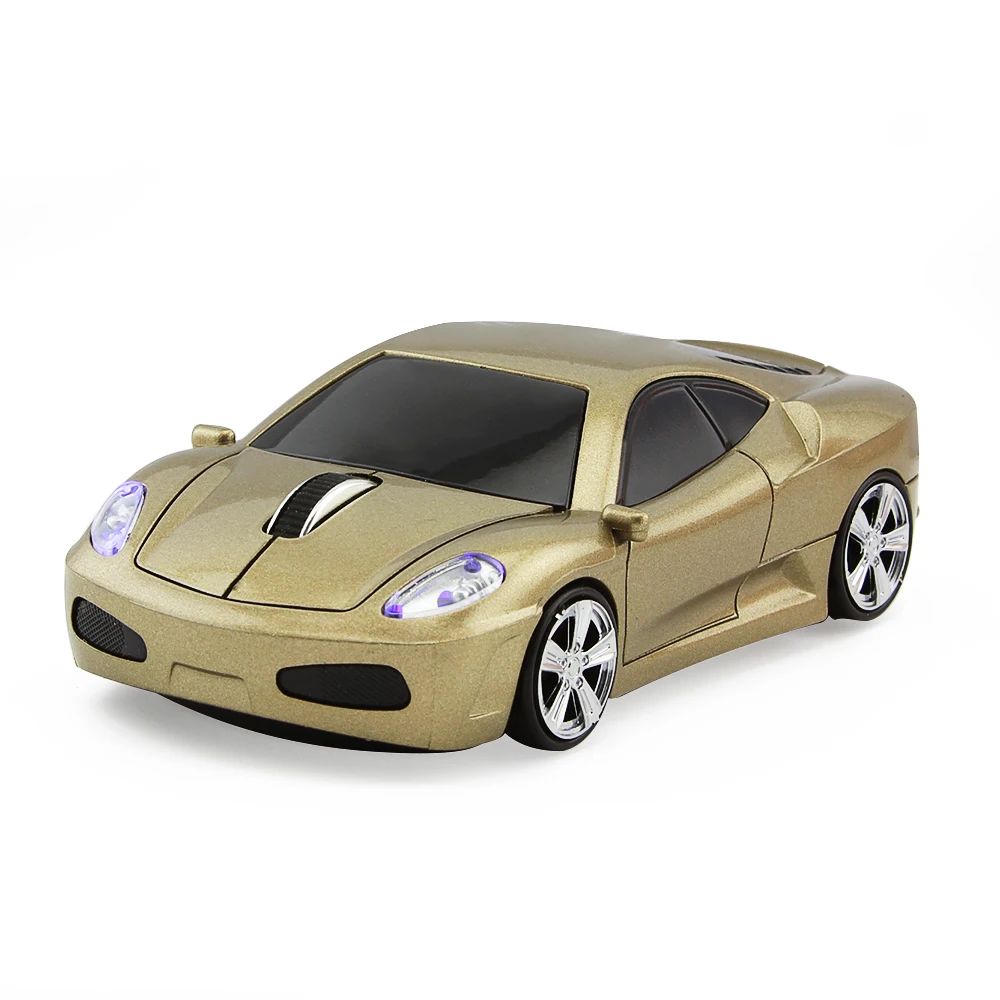 Wireless Ergonomic Car-Shaped Optical Mouse with Blue LED Light