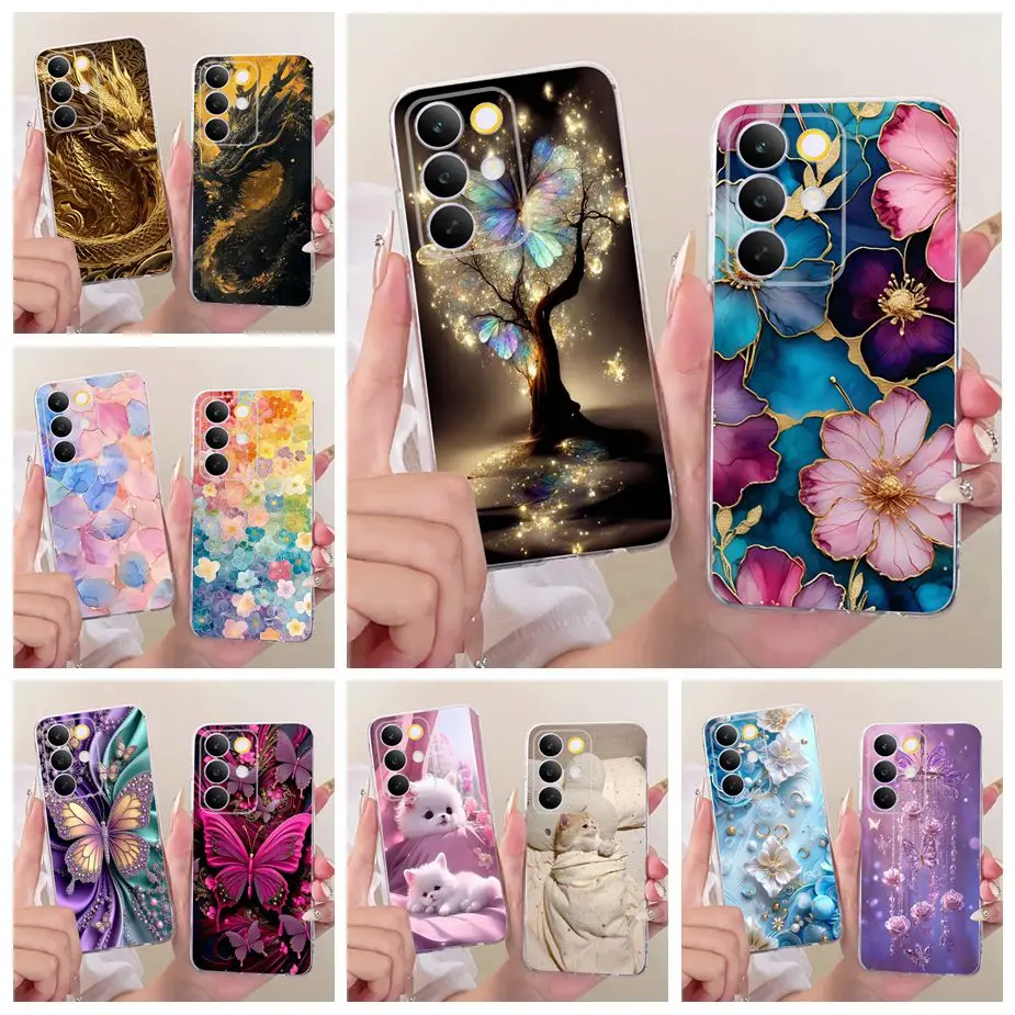 Stylish Flowers & Butterfly Painted Soft Slim Phone Case