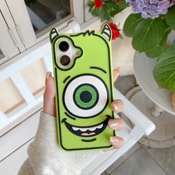 Whimsical Monsters 3D Cartoon Shockproof Silicone Phone Case - iPhone 12 Pro (Green)