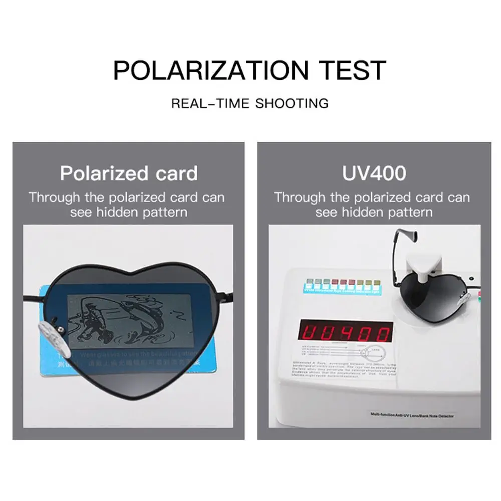 Trendy UV400 Protection Metal Frame 90s Glasses Heart Sun Glasses Shades Heart-Shaped Sunglasses