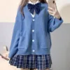 Womens Japanese Cute Knitted Cardigan Sweater Cosplay Long Sleeve Button Down School Jacket Womens Cardigan Preppy Style 6