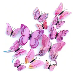 3D Butterfly Wall Decor Stickers with Magnets, Set of 12 (Pink)