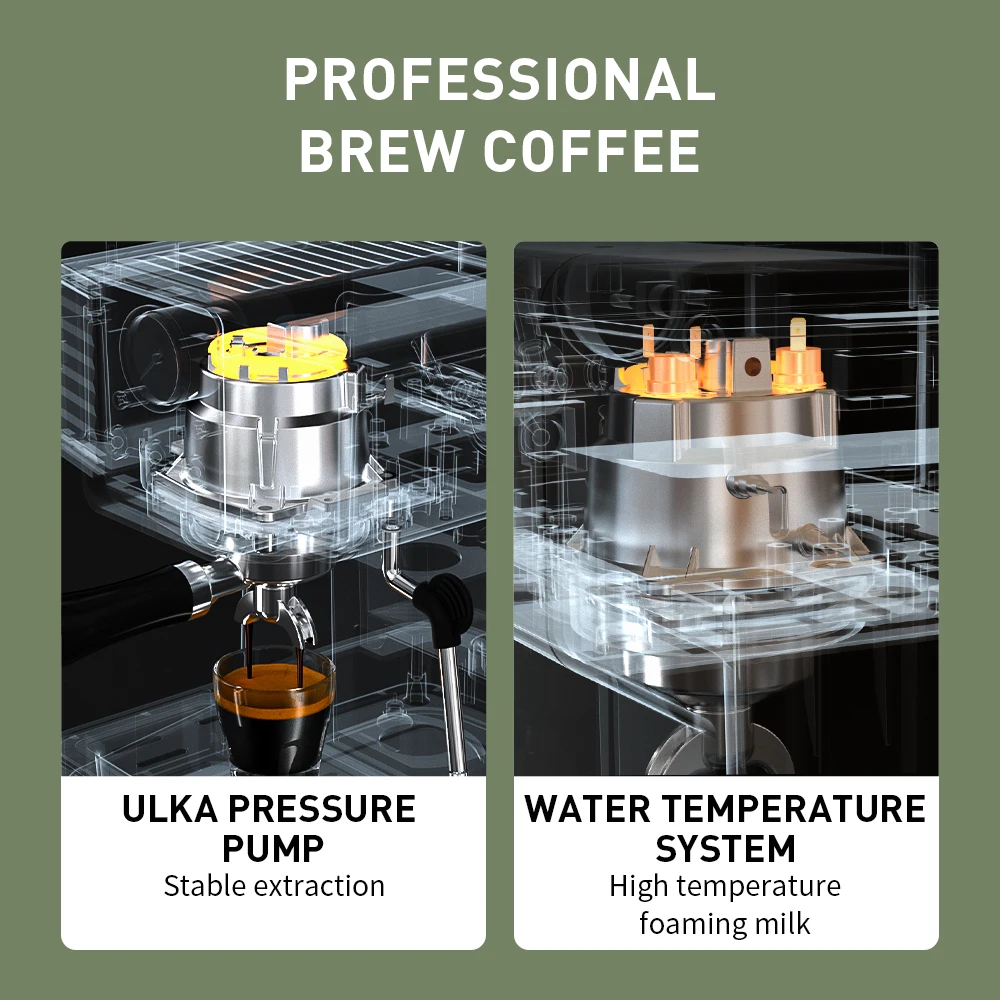 Petrus Espresso Machine 15 Bar Coffee Maker High Power With Commercial Stainless Steel Portafilter