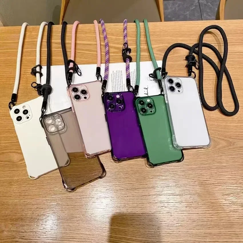 Elegant Crossbody Necklace Cord Lanyard with Transparent Soft Case