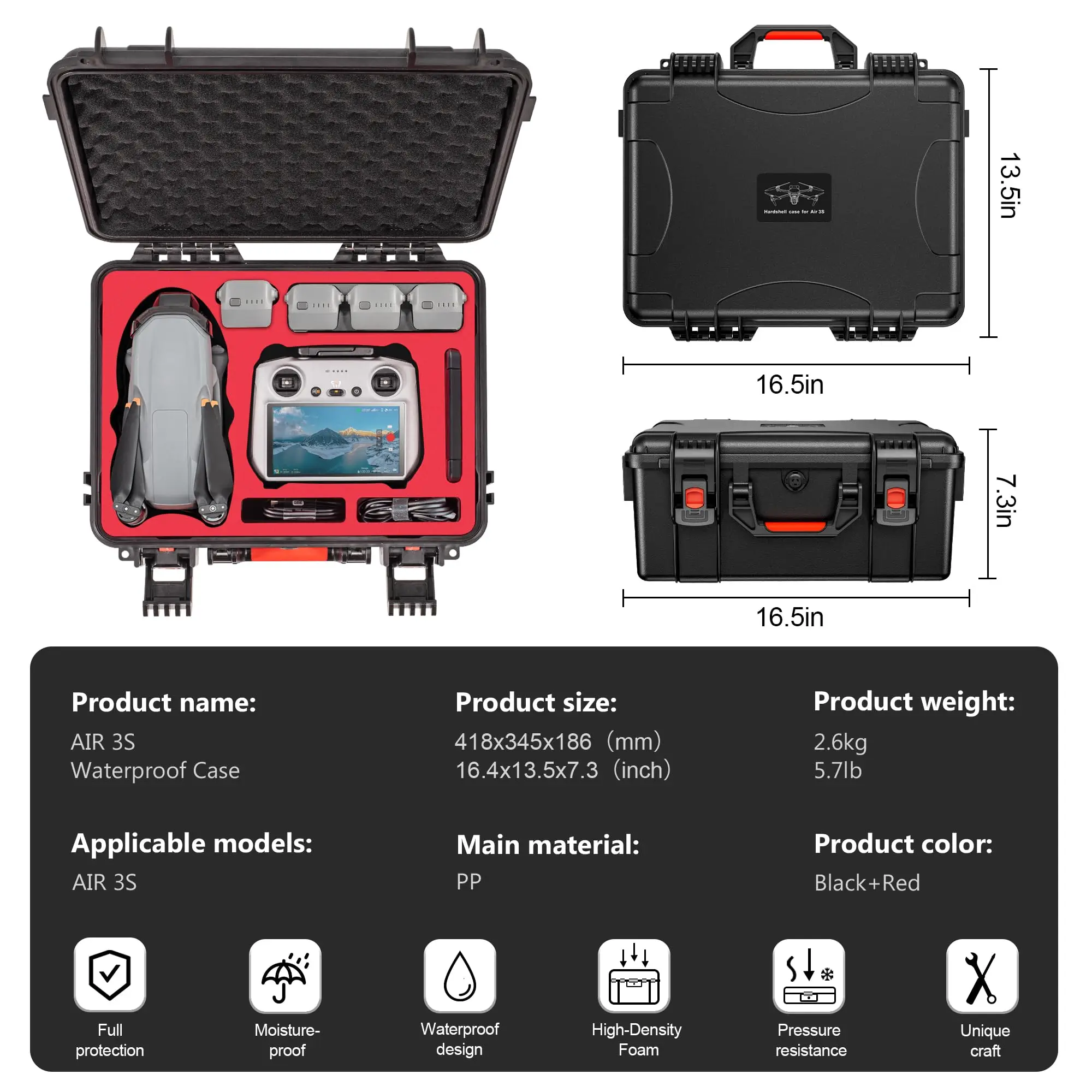 Étui rigide DJI Air 3S Fly More Combo - Transport RC, chargeur