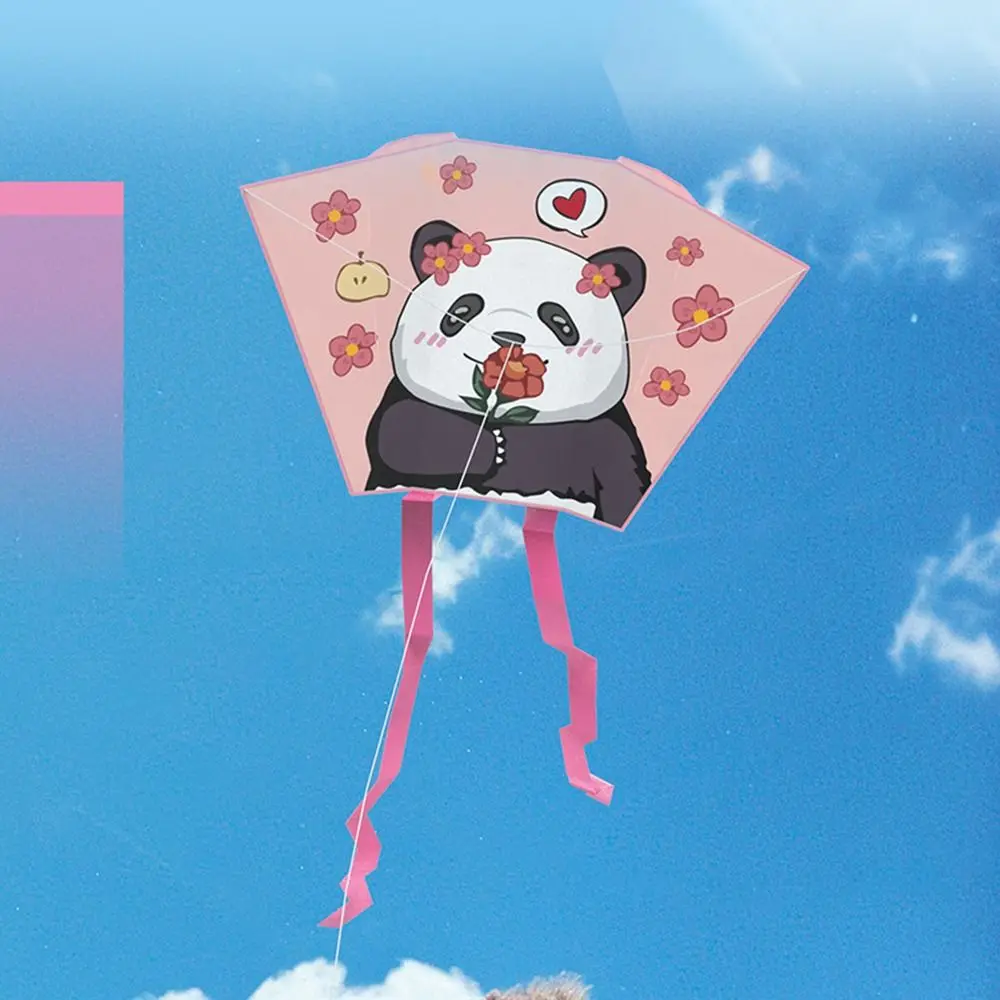 Frameless Spring Outing Pocket Kite Handheld Portable Cartoon Panda Wind Kites Animal 50 Meter Kite Line