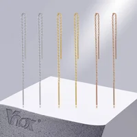 Vnox Delicate Japan Korean Long Tassel Linear Chain Earrings for Women, Stainless Steel Ear Line Threader Dangle Earring 1