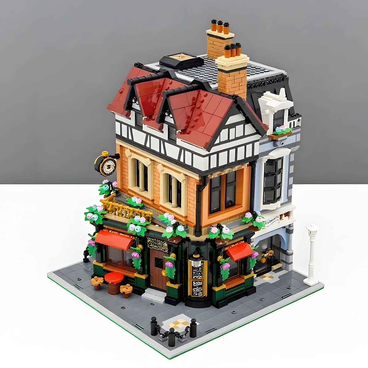 MOC-10350 뉴 시티 스트리트 코너 MOC-스트리트뷰 튜더 모델 블록 세트 장난감 크리스마스 파티 선물 아이디어 DIY