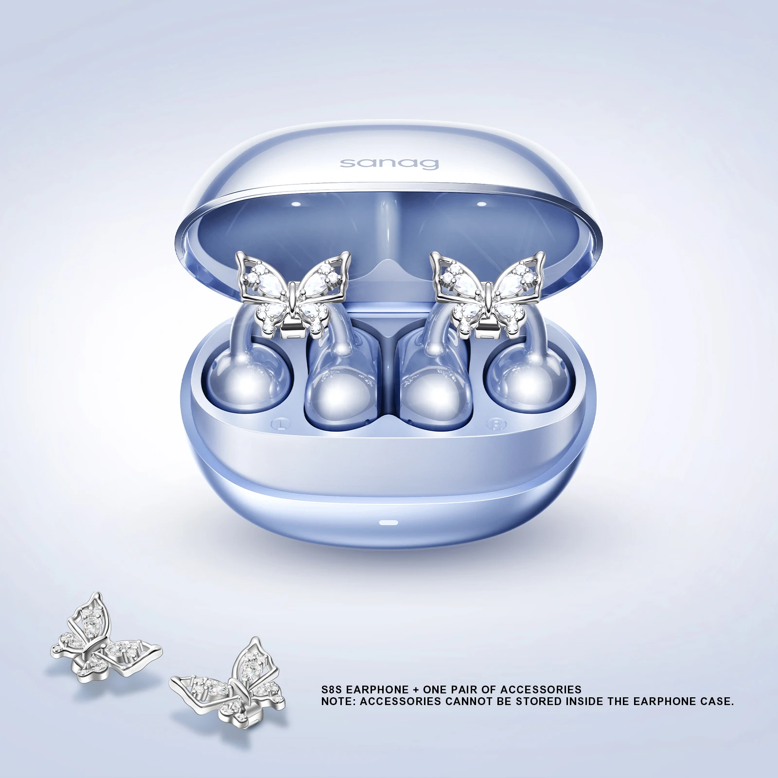 sanag S8S AI ワイヤレスイヤホン ブルー Sanag S8S AI Ear Clip Earphones Bluetooth 5.4 Choice AI