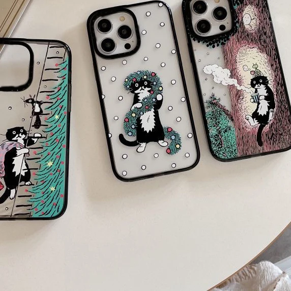 

Christmas Cartoon Black Cat MagSafe Acrylic Phone Case Cover for IPhone 11 12 13 14 15 Pro Max Case for IPhone 15 Pro Max