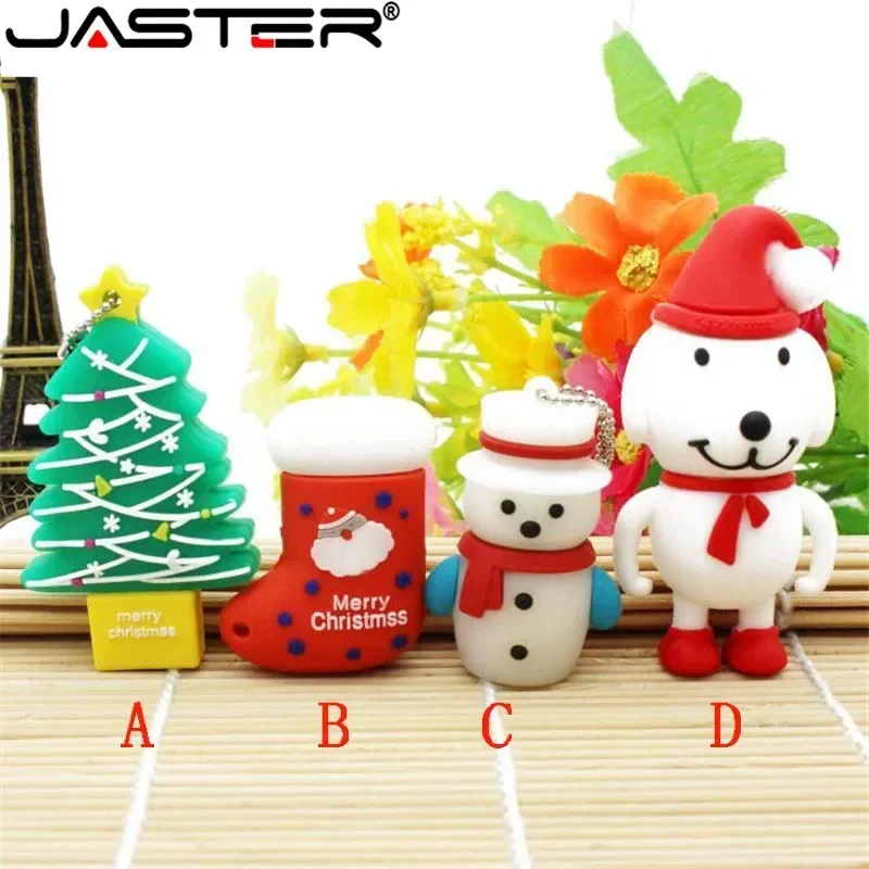 JASTER Christmas tree USB Flash Drive Pen Drive cartoon gift 8GB 16GB 32GB 64GB 128GB Pendrive memory stick stockings gift