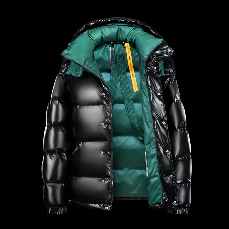 Men's New Winter Shiny Down Jackets Men's Short Trendy Brand Couple's Hooded Thickened and Warm outerwear 90% White Duck Down Down Jacket Mens Jacket