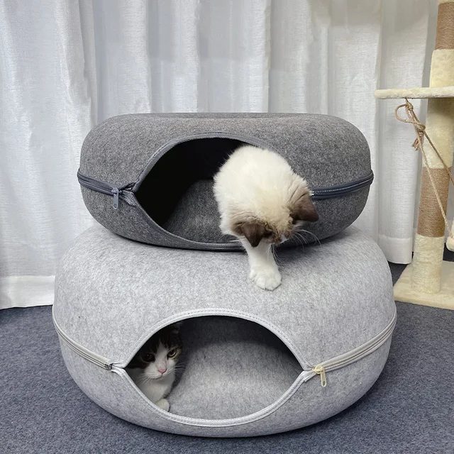 도넛 애완동물 고양이 터널 상호작용 놀이 장난감, 고양이 침대: 고양이를 위한 즐거움과 편안함의 완벽한 조화