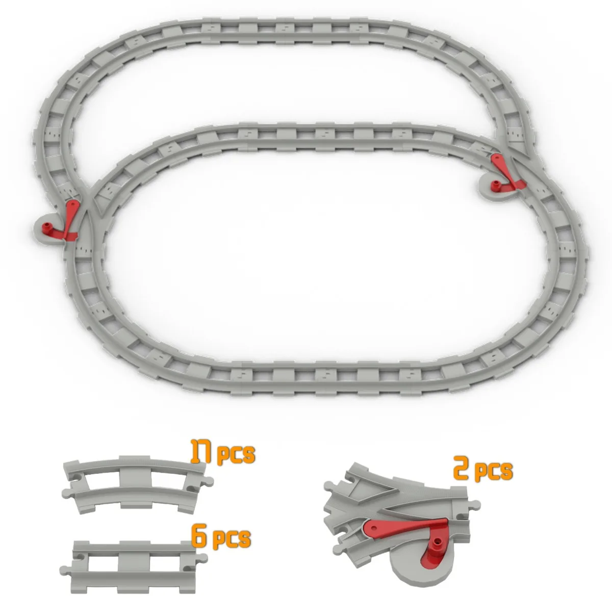 Big Building Block Light Gray Railroad Track Compatible Duplo Trains Parts kit Platform Curved Track Toy Set For Children's Gift — view 4