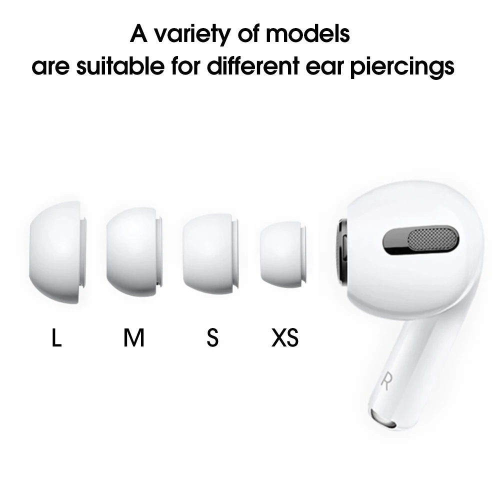 Dicas de ouvido de silicone macio antiderrapante com orifício de redução de ruído, ponta de orelha de substituição, Airpods Pro 2, XS, S, M, L, 1-4 pares