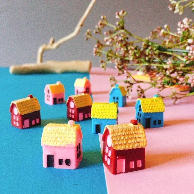 mini house/little trees/miniatures cottage/shabby /cute/ fairy garden/gnome/moss terrarium home decor/crafts supplies 9 pcs miniature house kit,miniature ornament,miniature scenery material,miniature figurines