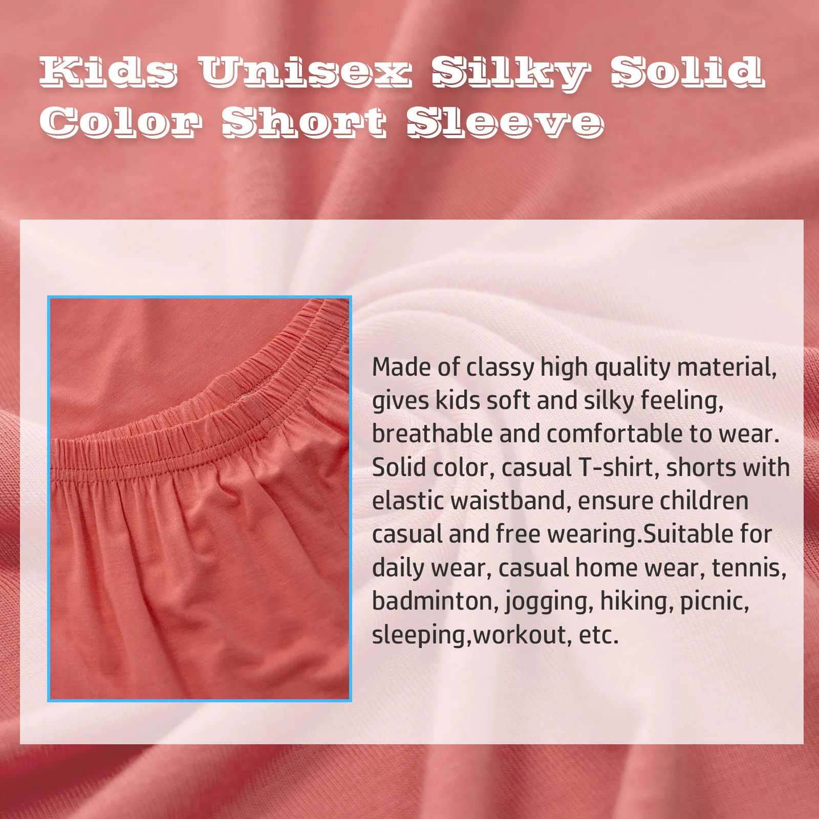 Girls Boys Casual Tracksuit Silky Badminton Tennis Sport Outfit Kids Solid Color Short Sleeve T-shirts Top Shorts Set Sportswear