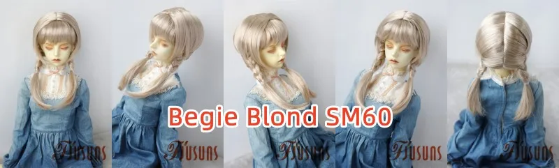 Fjusuns JD676 MSD SD DOD Hair 7-8inch 8-9inch 1/4 1/3 Double Ponytail Braid Synthetic Mohair Doll Wig Fashion Doll Accessories