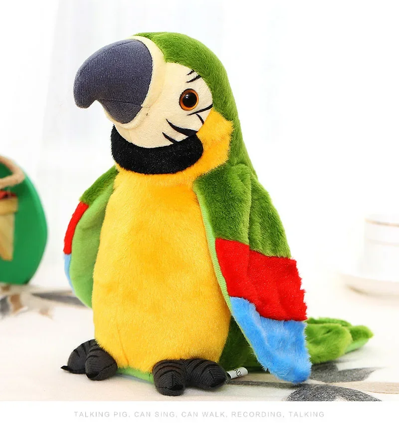 Electronic Pets Talking Parrot Toys  Funny Sound Record Plush  Christmas Gift for Kids Children 6