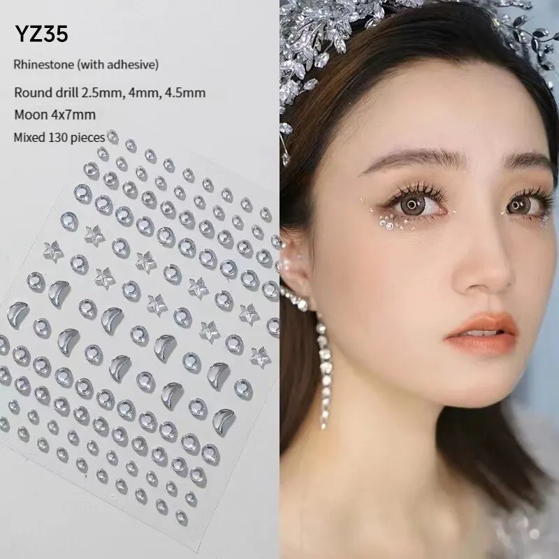 2SheetsArtificialDiamondGlitterTatooStickerforMakeupWomen